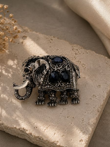 The Midnight Maharaja Elephant Brooch