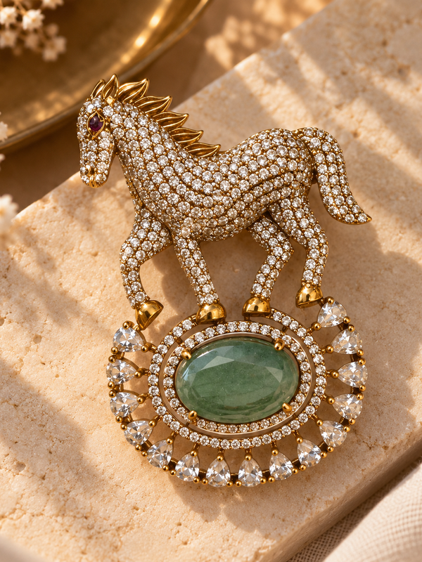 Ashva Emerald Statement Brooch