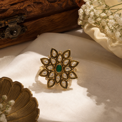 Zehra Emerald Polki Ring