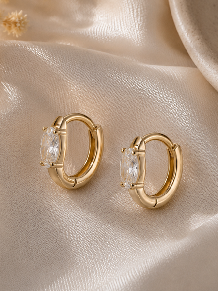 Solitaire Huggie Earrings