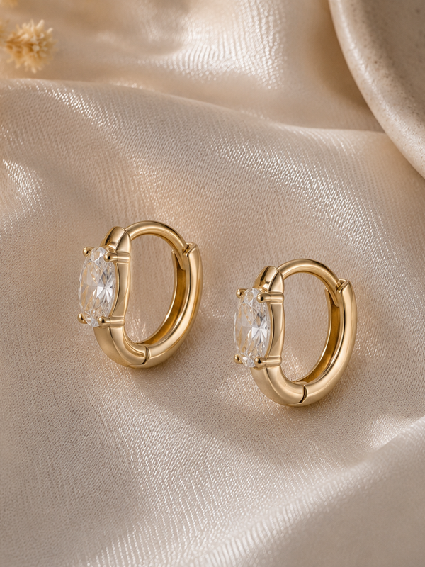 Solitaire Huggie Earrings