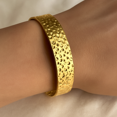 Textured Glow Gold-Plated Cuff Bracelet