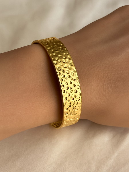 Textured Glow Gold-Plated Cuff Bracelet