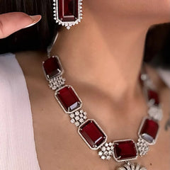 Regal Ruby Diamond Necklace Set