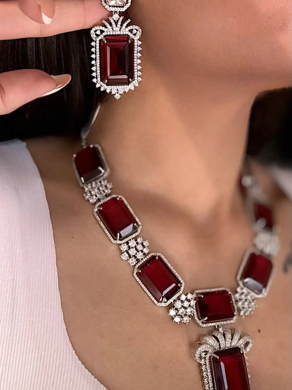 Regal Ruby Diamond Necklace Set