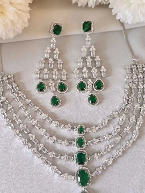 Emerald Cascade Diamond Necklace Set