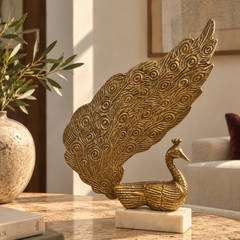 Mayura – Antique Gold Peacock Sculpture