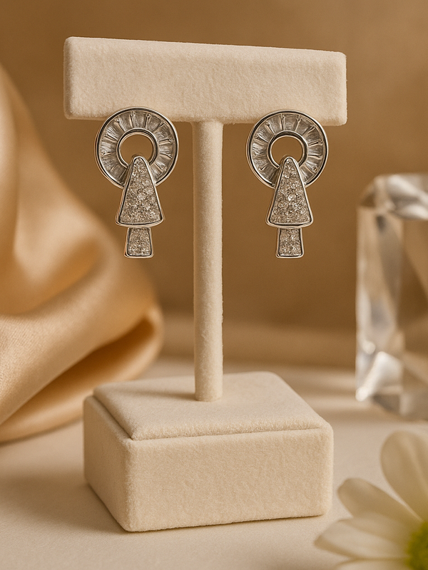 Aurelia Geo Halo Diamond Earrings
