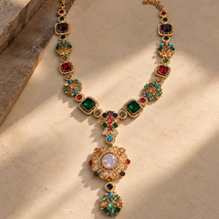 Rangrez Maharaja Multicolour Gold-Plated Men's Necklace