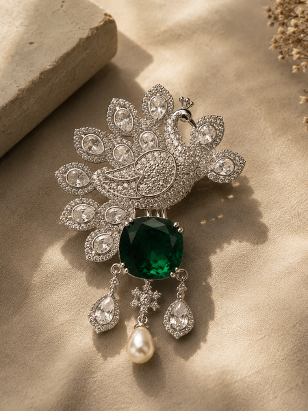 The Emerald Mayura Statement Brooch