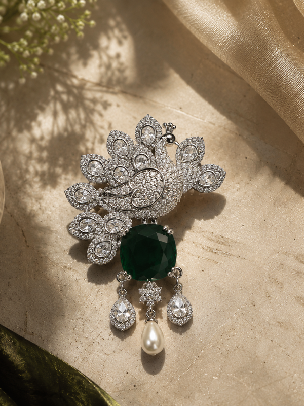 The Emerald Mayura Statement Brooch