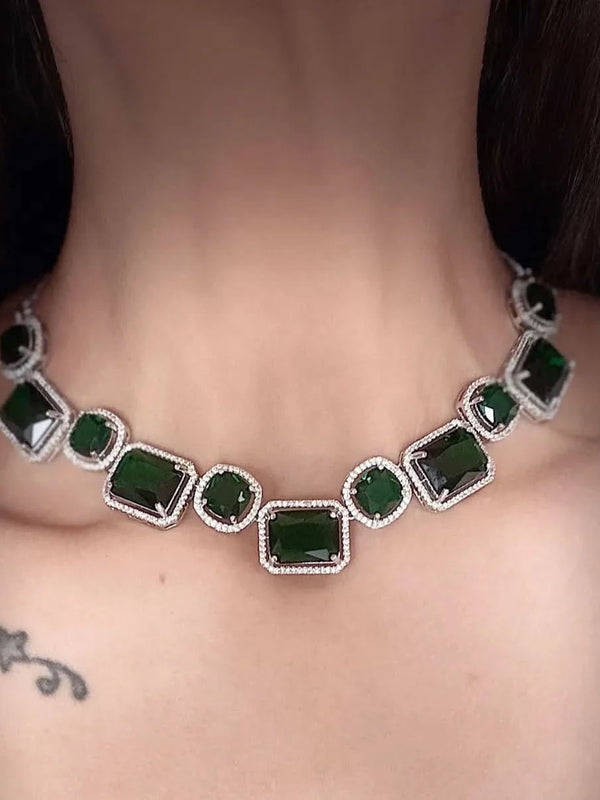 Imperial Emerald Diamond Necklace Set