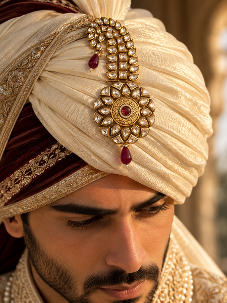 Abeer Ruby Kundan Men’s Kalgi