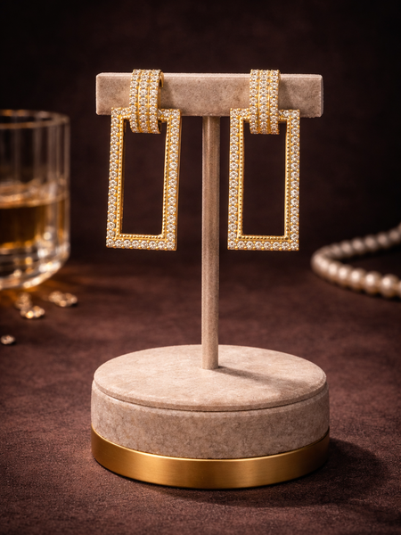 Luxe Frame Gold-Plated Drop Earrings