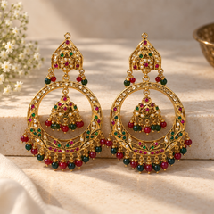 Jodha Navratan Chandbali Earrings