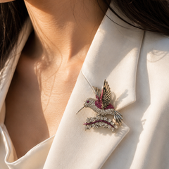 Ruby Hummingbird Brooch
