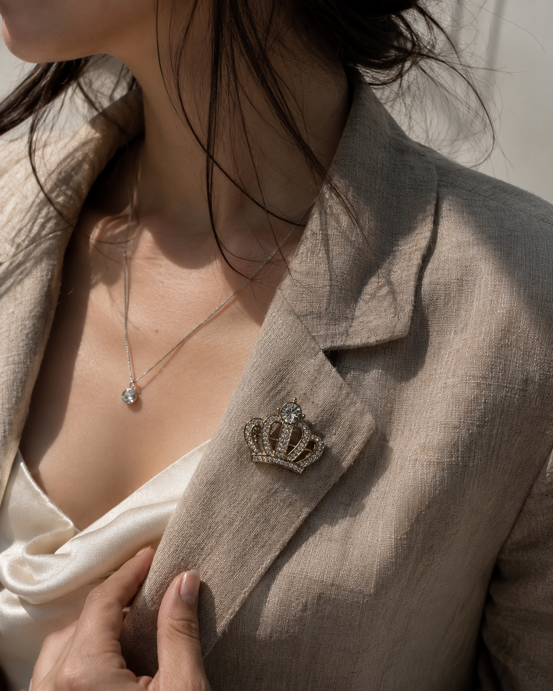 Royal Crest Crown Brooch