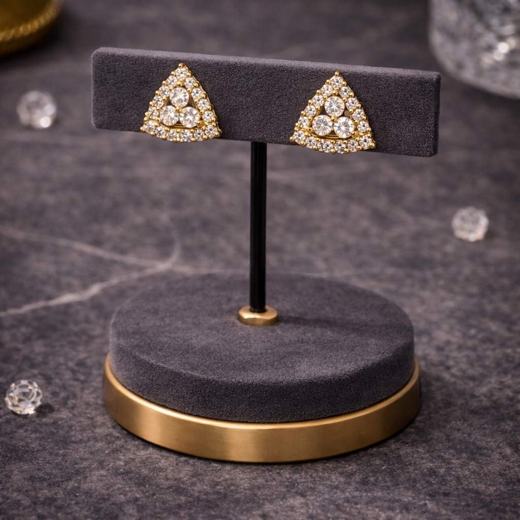 Trinity Sparkle Triangle Stud Earrings