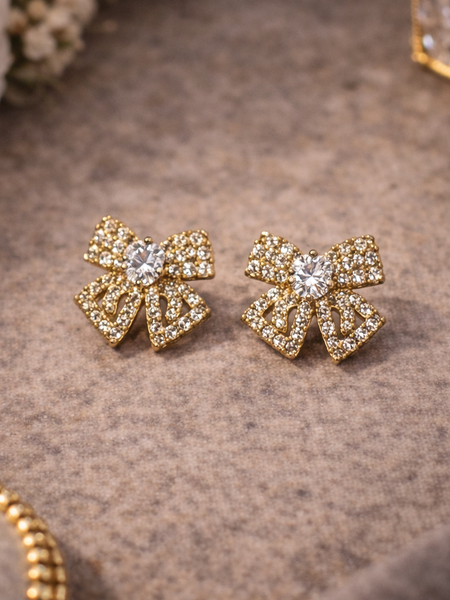 Aurielle Bow Crystal Stud Earrings