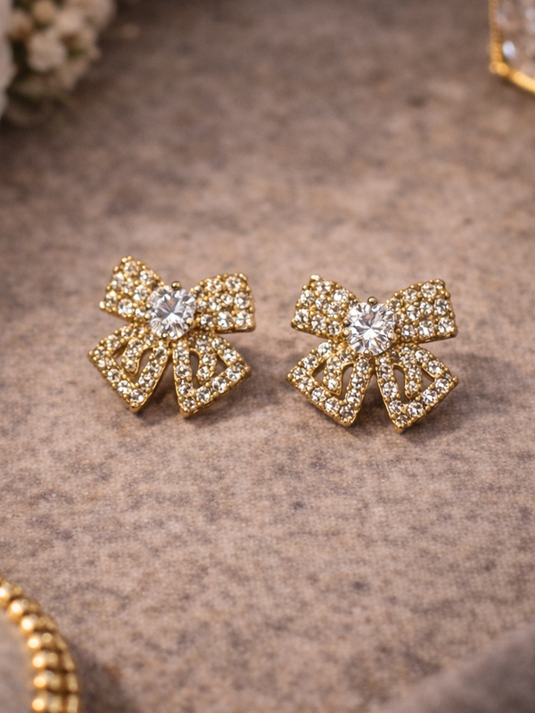 Aurielle Bow Crystal Stud Earrings