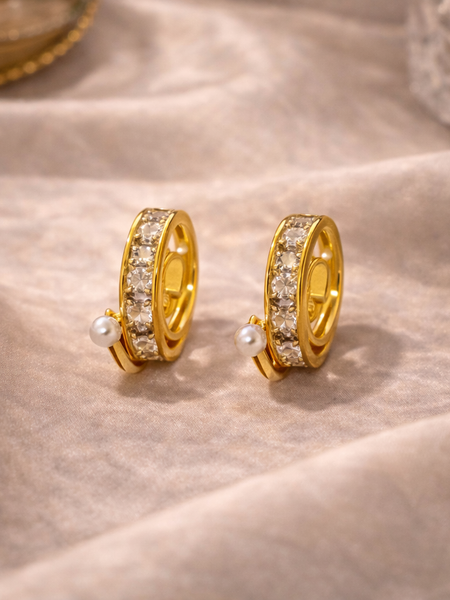 Aurielle Pearl Crystal Hoop Earrings