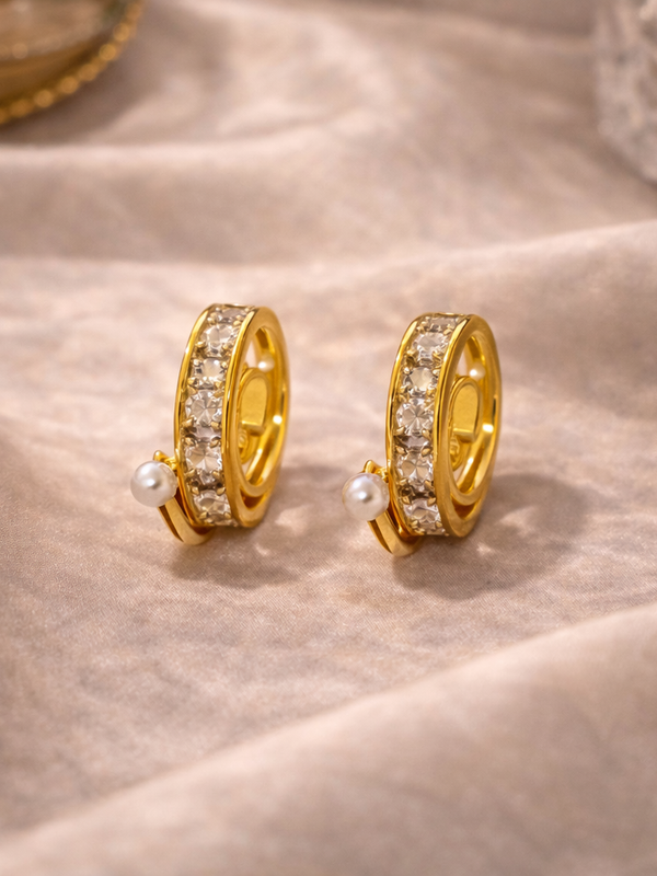 Aurielle Pearl Crystal Hoop Earrings