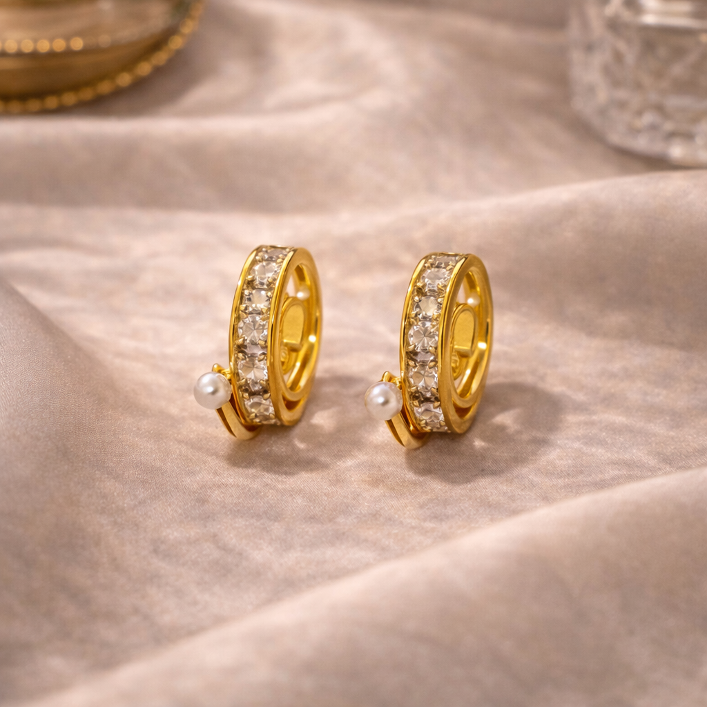 Aurielle Pearl Crystal Hoop Earrings