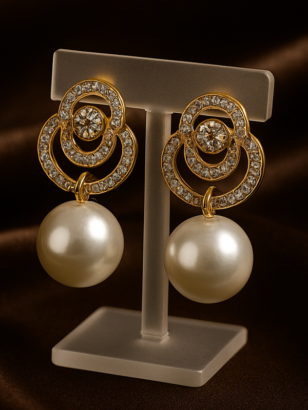 Pearl Diamond Drop Earrings
