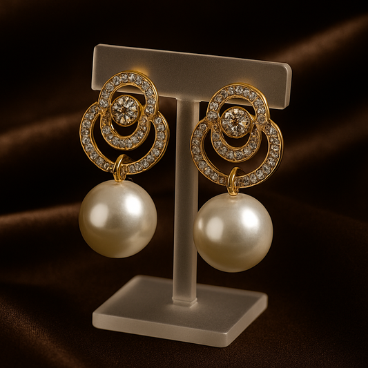 Pearl Diamond Drop Earrings