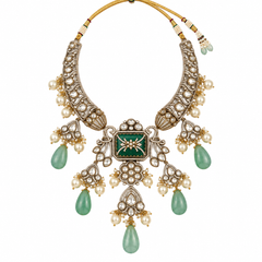 Zehra Mint Polki Statement Necklace Set