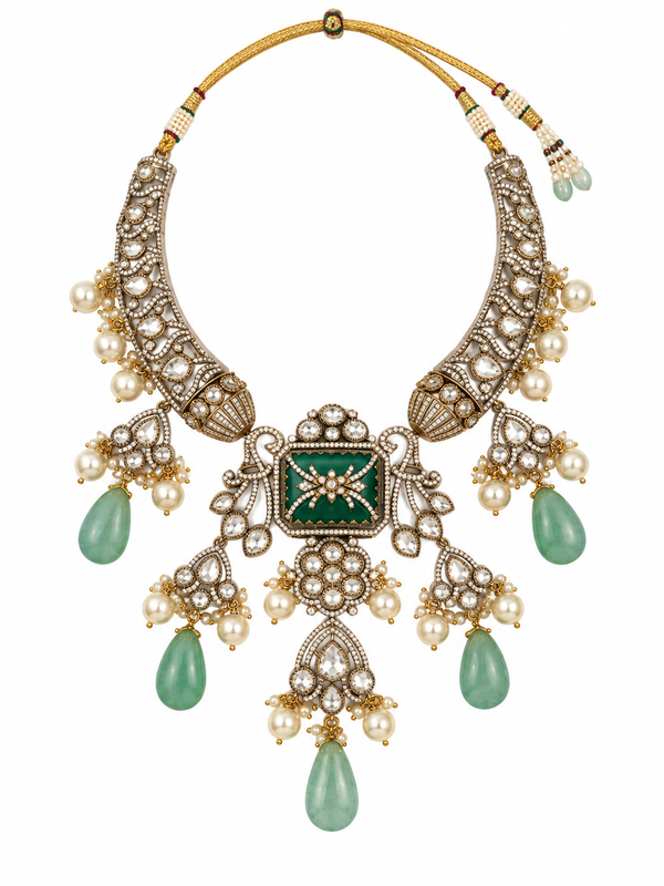 Zehra Mint Polki Statement Necklace Set