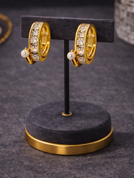 Aurielle Pearl Crystal Hoop Earrings