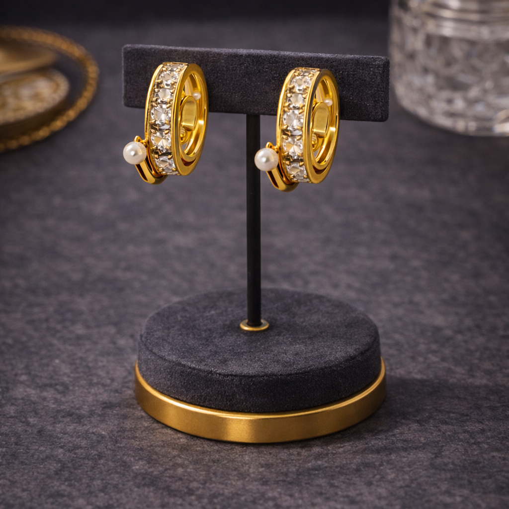 Aurielle Pearl Crystal Hoop Earrings