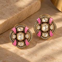 Gulabi Noor Kundan Stud Earrings