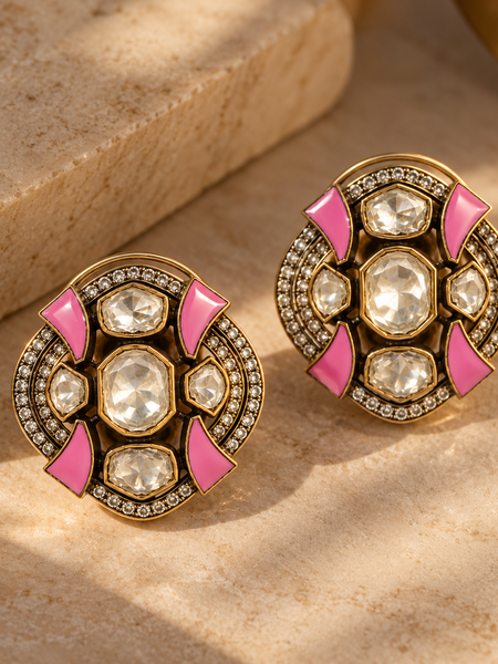 Gulabi Noor Kundan Stud Earrings