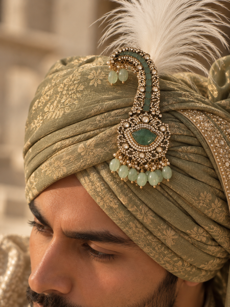 Ziya Mint Kundan Men’s Kalgi