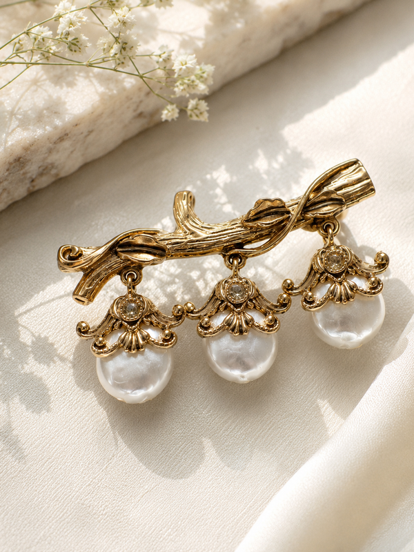 Elysian Pearl Vine Brooch