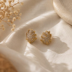 Pavé Leaf Stud Earrings