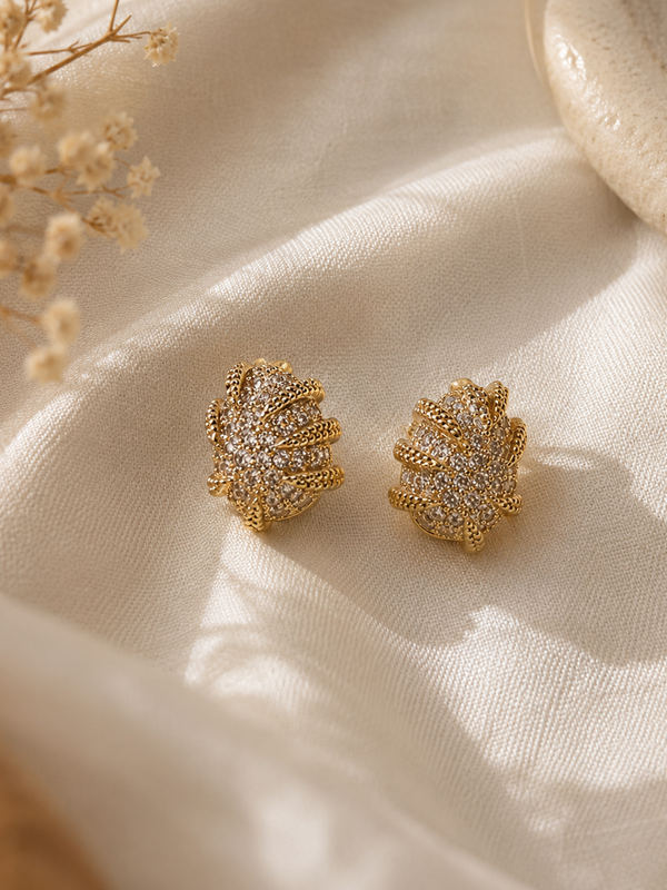 Pavé Leaf Stud Earrings