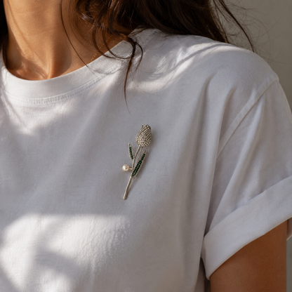 Emerald Bloom Tulip Brooch