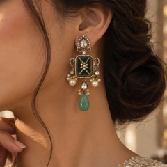 Zehra Mint Polki Statement Necklace Set