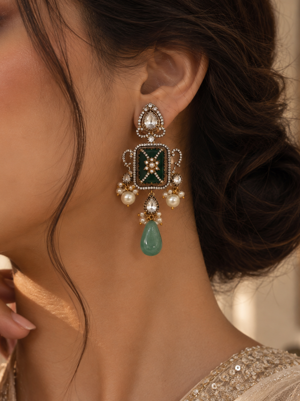 Zehra Mint Polki Statement Necklace Set