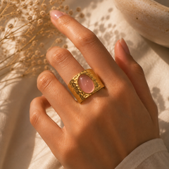 Rosé Hammered Statement Ring