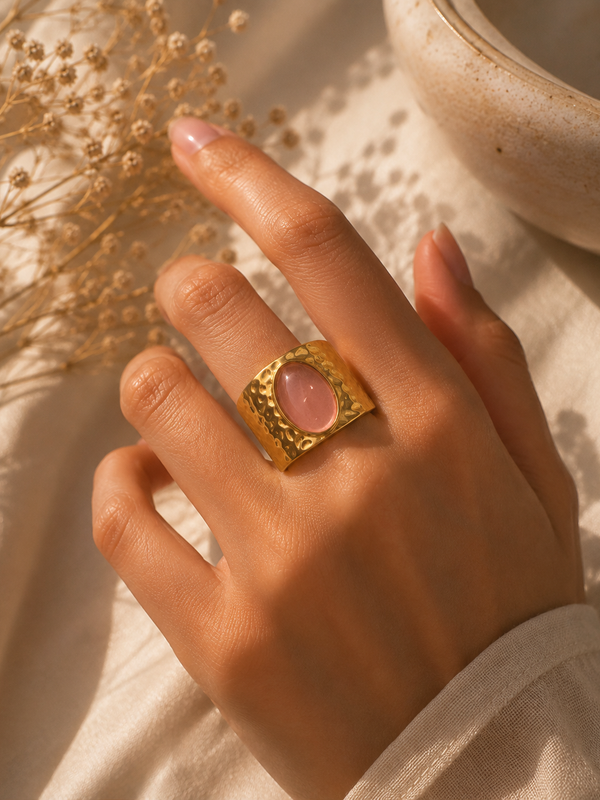 Rosé Hammered Statement Ring