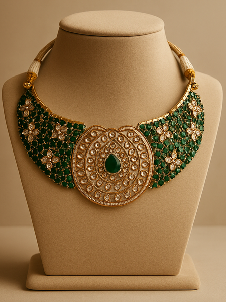 Regal Emerald Jadau Choker Set