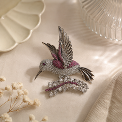 Ruby Hummingbird Brooch