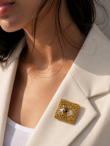 Golden Evil Eye Statement Brooch