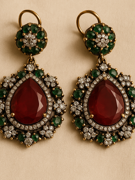 Emerald Royale Ruby Drop Necklace Set
