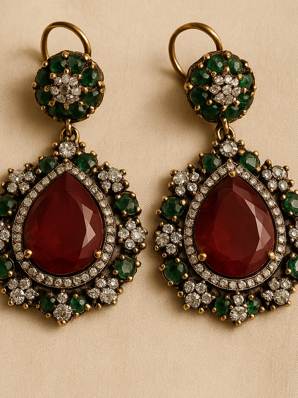 Emerald Royale Ruby Drop Necklace Set

