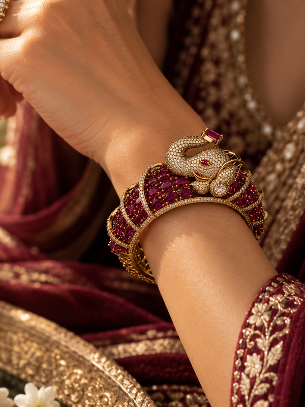 Gajraaj Ruby Royal Elephant Kada
